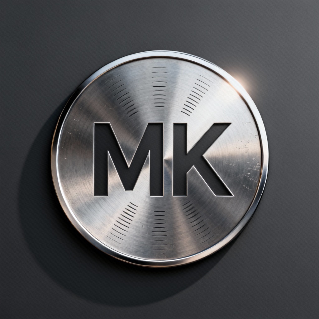 AI brushed steel circular monogram logo