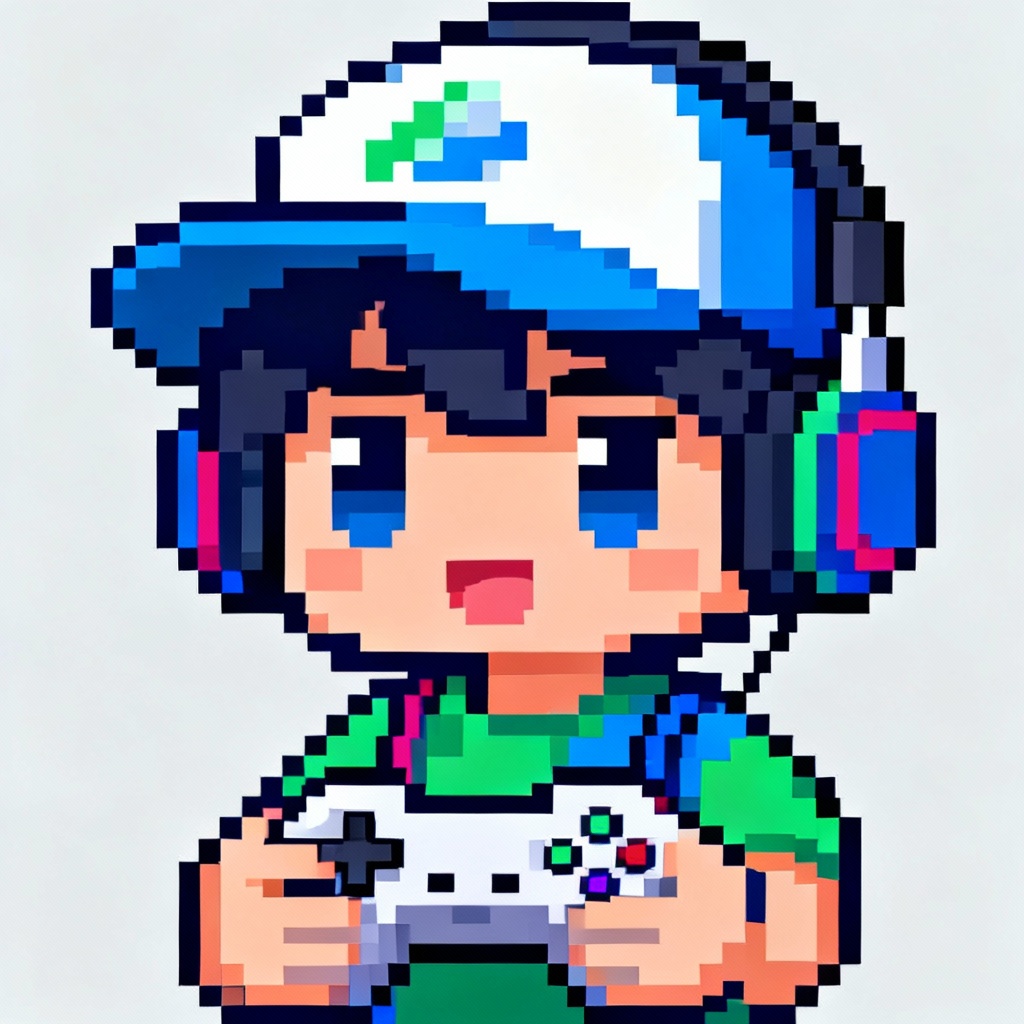 AI pixel art gamer avatar