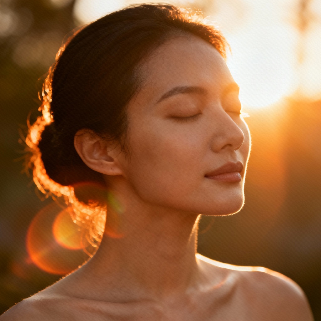 AI golden aura portrait with warm glow