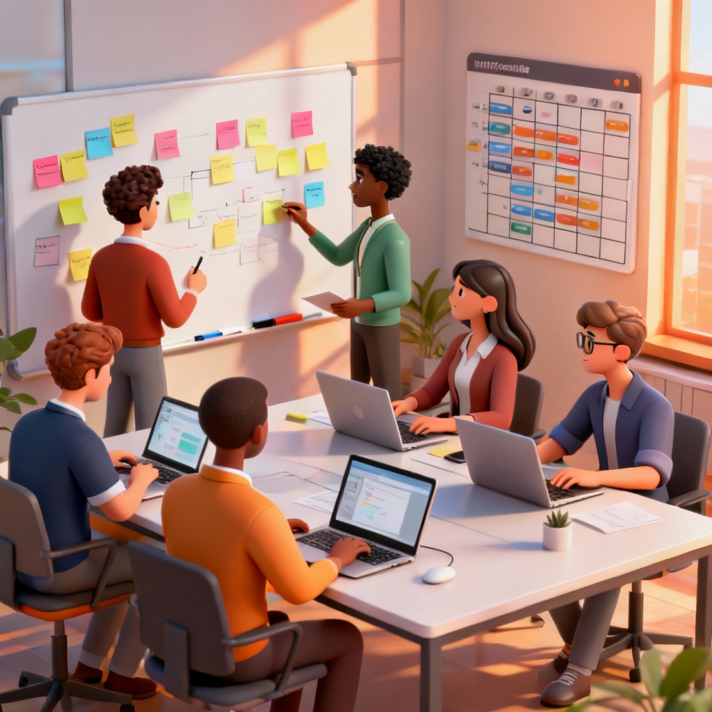 AI Teamwork Sprint Planning Illustration