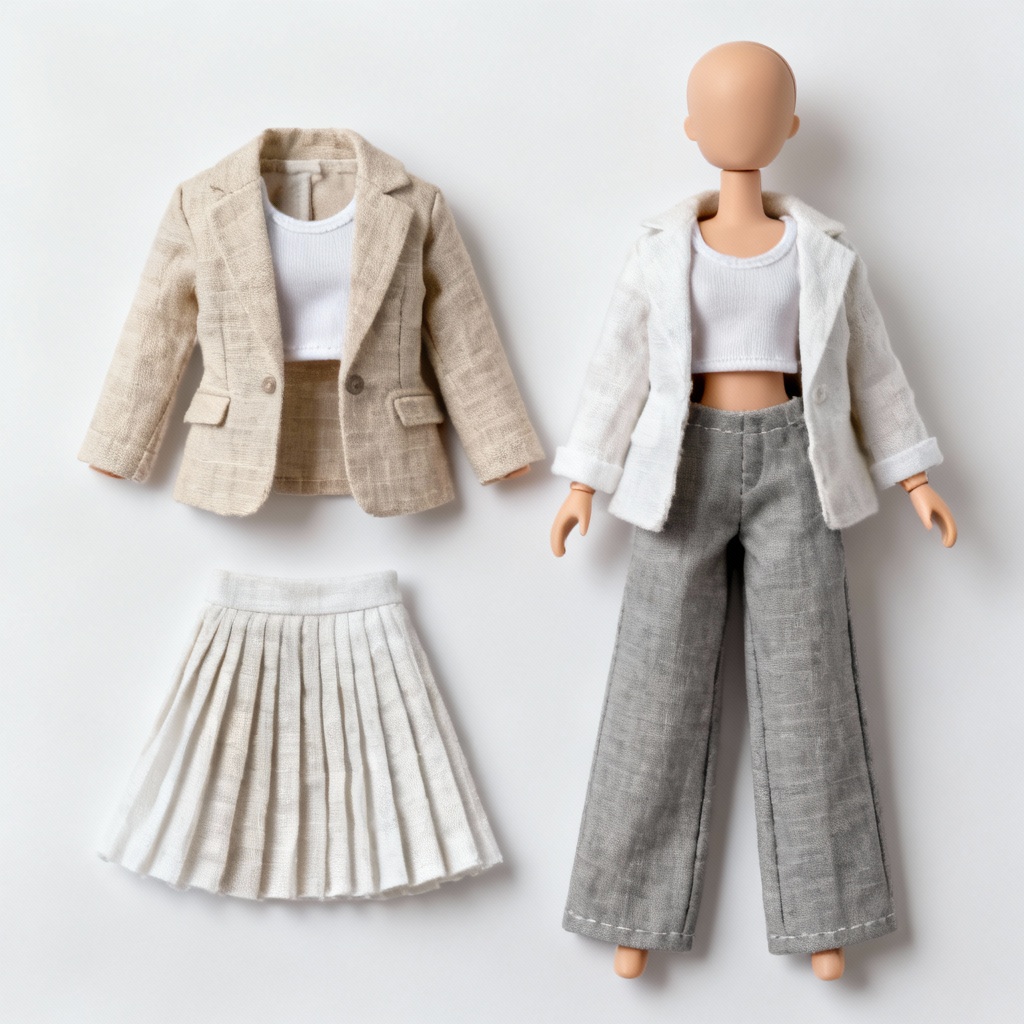 AI doll capsule wardrobe with mix and match minimalist pieces