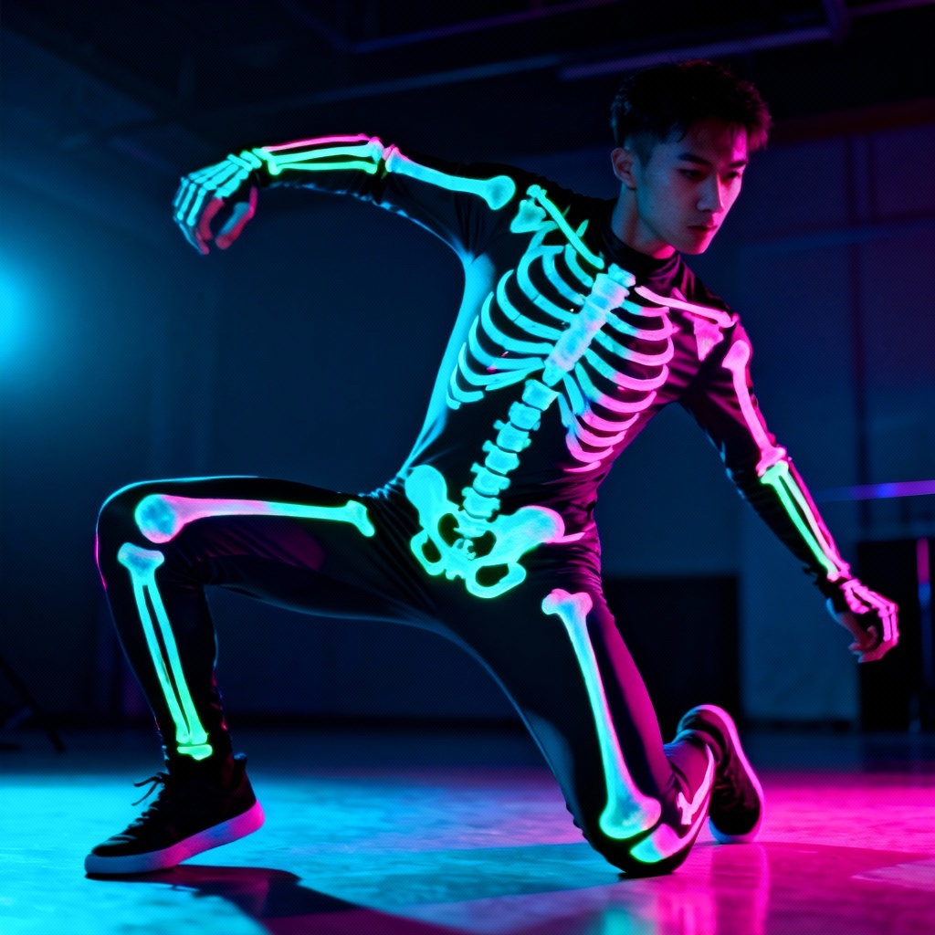 AI glow-in-the-dark skeleton Halloween costume