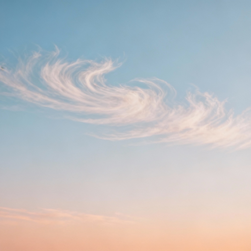 AI pastel swirling cirrus clouds in a minimalist sky