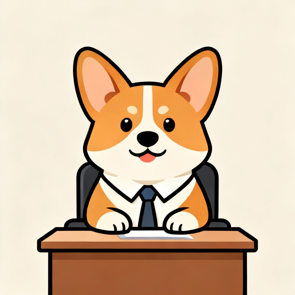 AI large head corgi mascot cartoon