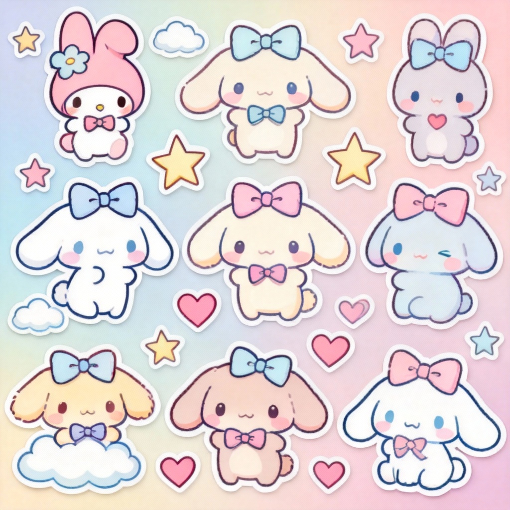 AI Sanrio Style Kawaii Mascot Collage