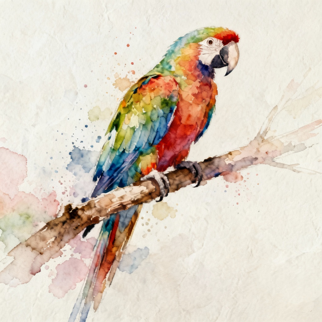 AI watercolor macaw bird artwork