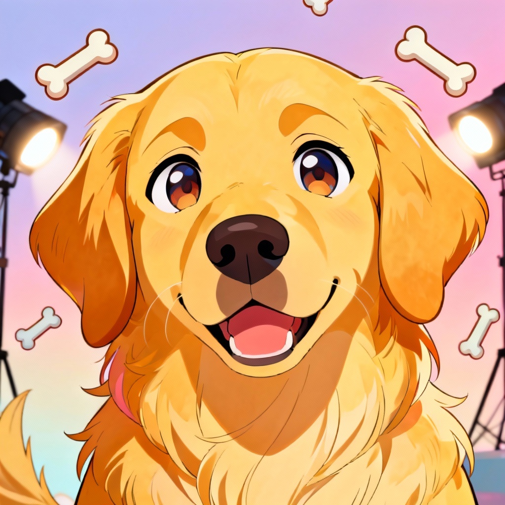 AI pet transformation of a golden retriever into anime avatar