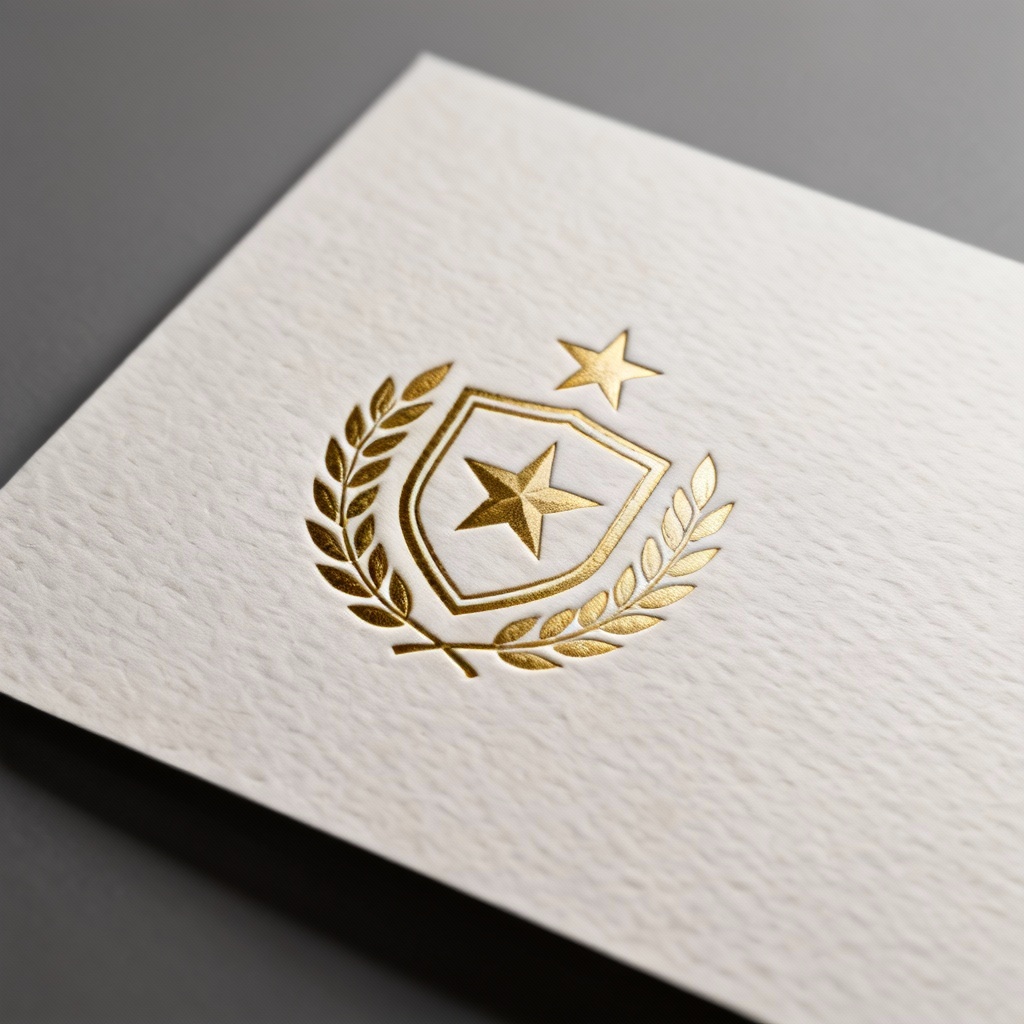 AI minimalist national crest logo on textured paper