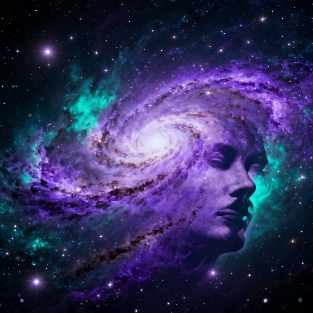 AI spiral galaxy with luminous nebula clouds and dense starfield