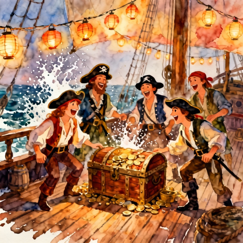 AI pirate crew fanfic celebration at sea