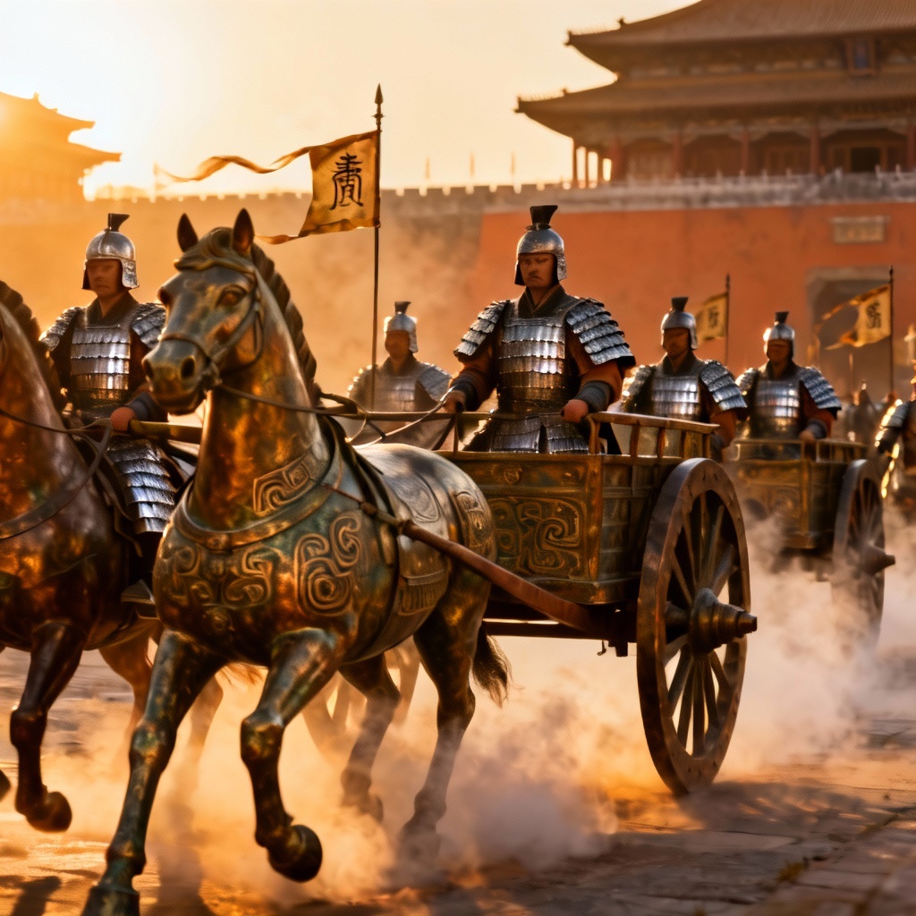 AI Qin dynasty imperial procession artwork