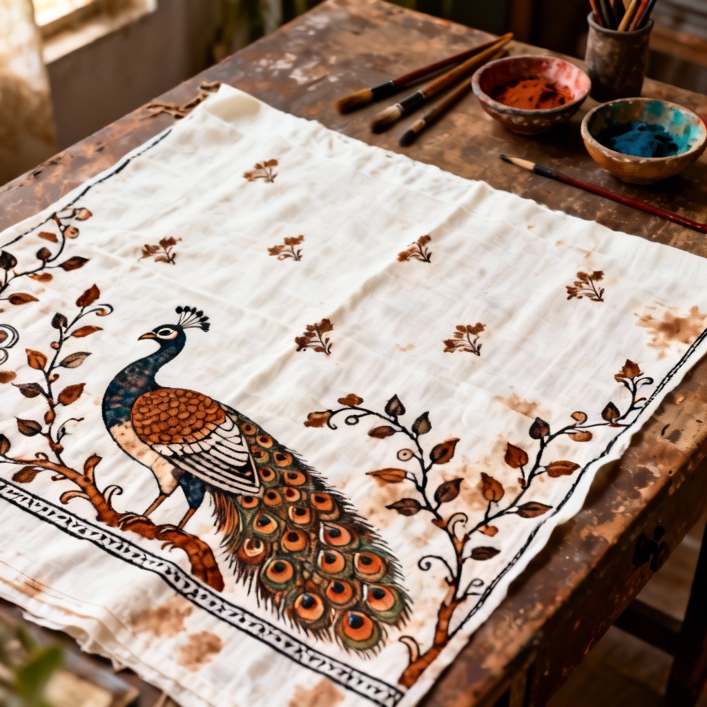 AI Kalamkari saree print design