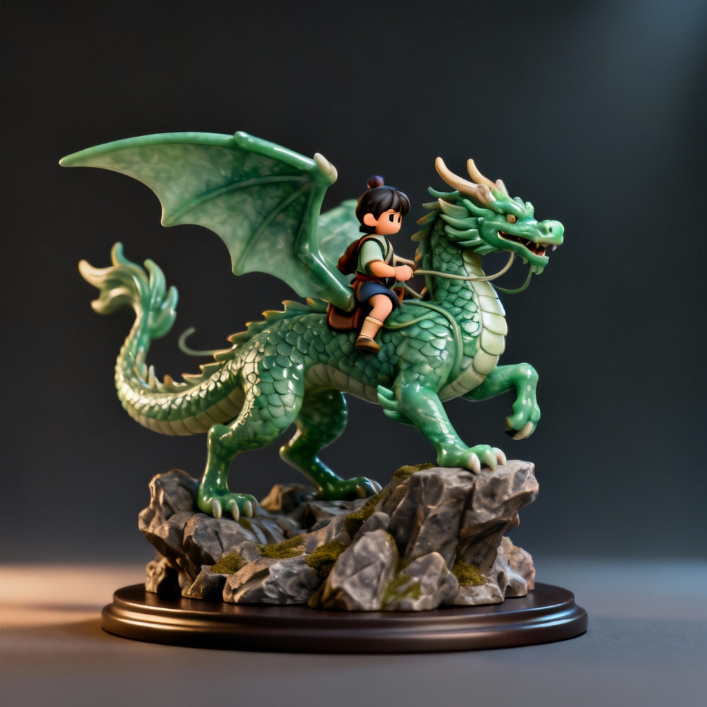 AI fantasy dragon rider figurine concept for collectors