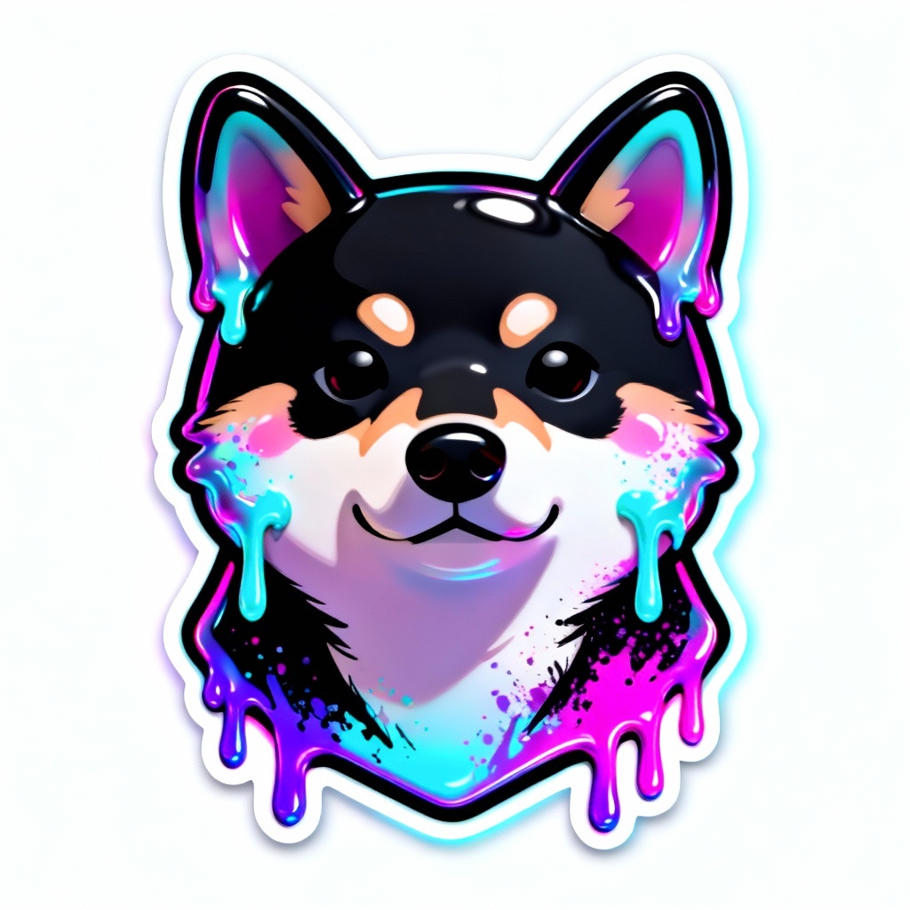 Drip-style Shiba Inu pet avatar with neon liquid paint