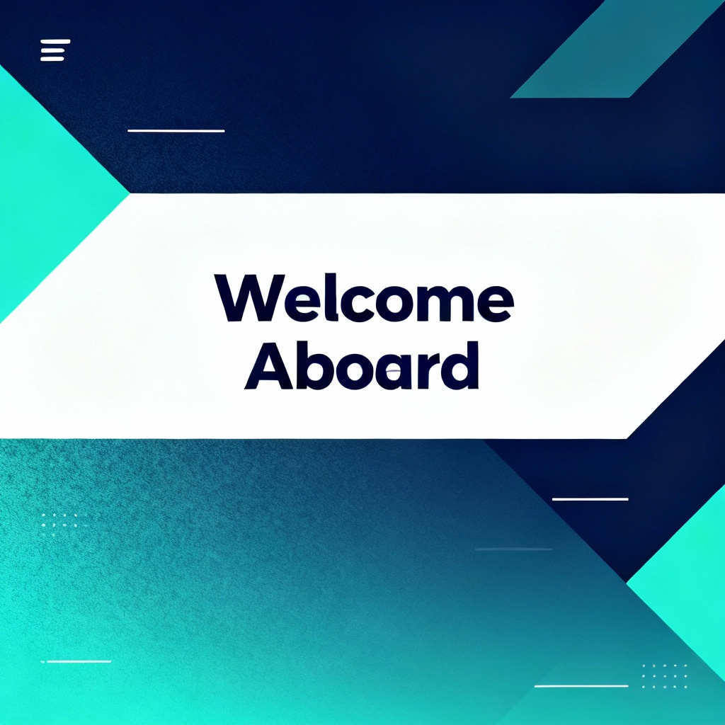 AI professional greeting email banner in navy and teal