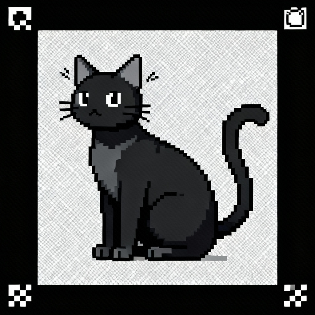 Pixel art black cat game sprite