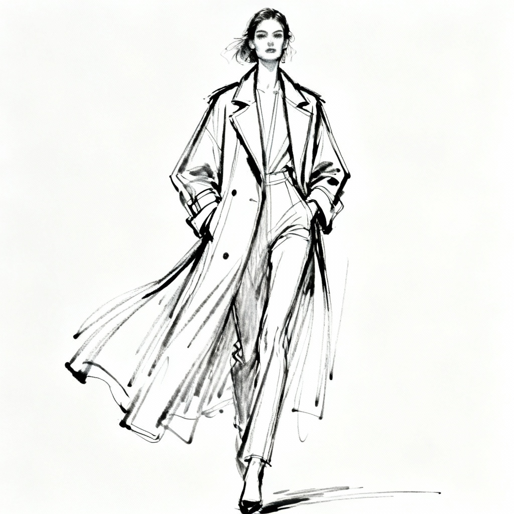 AI outline fashion figure sketch