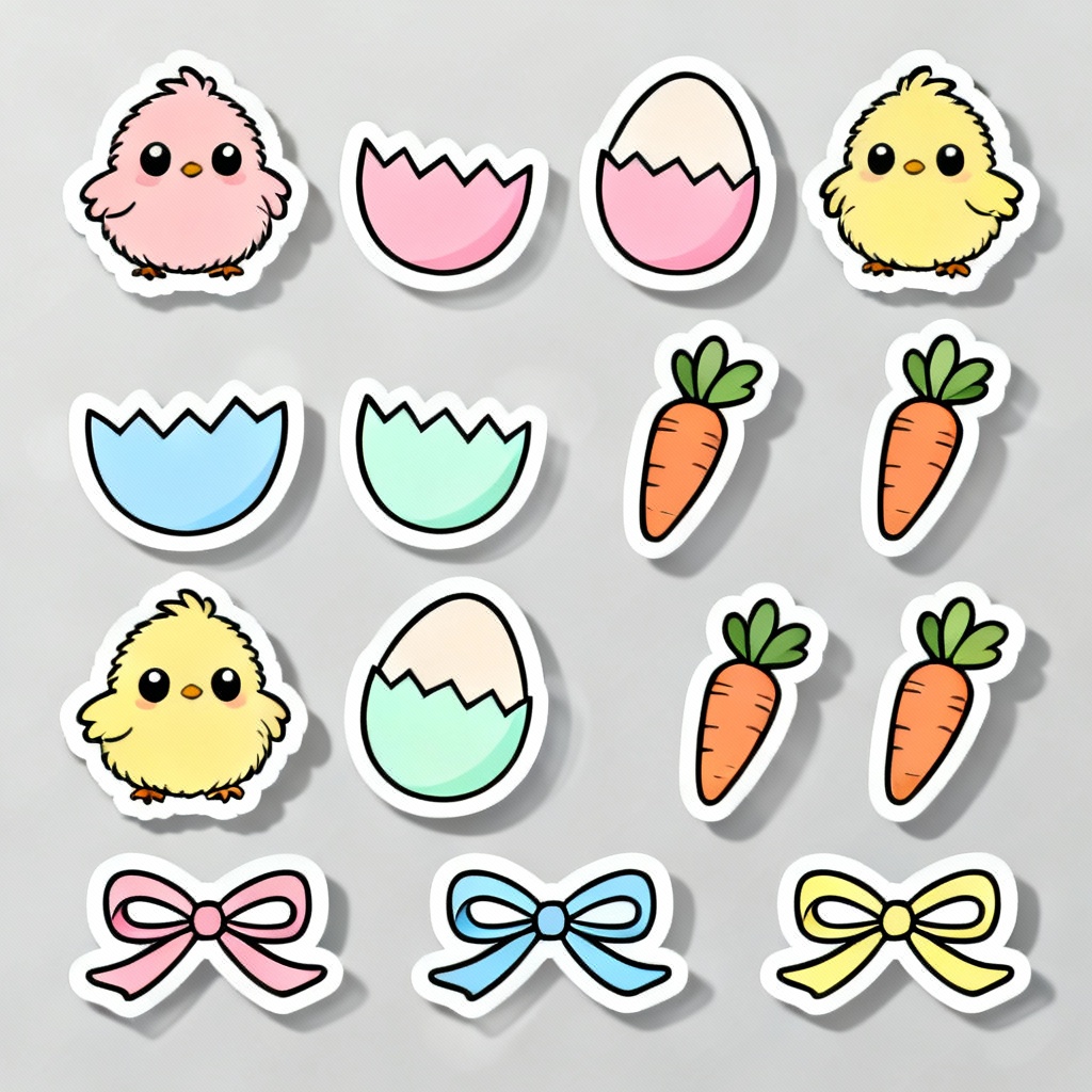 Kawaii Easter chick sticker sheet vector