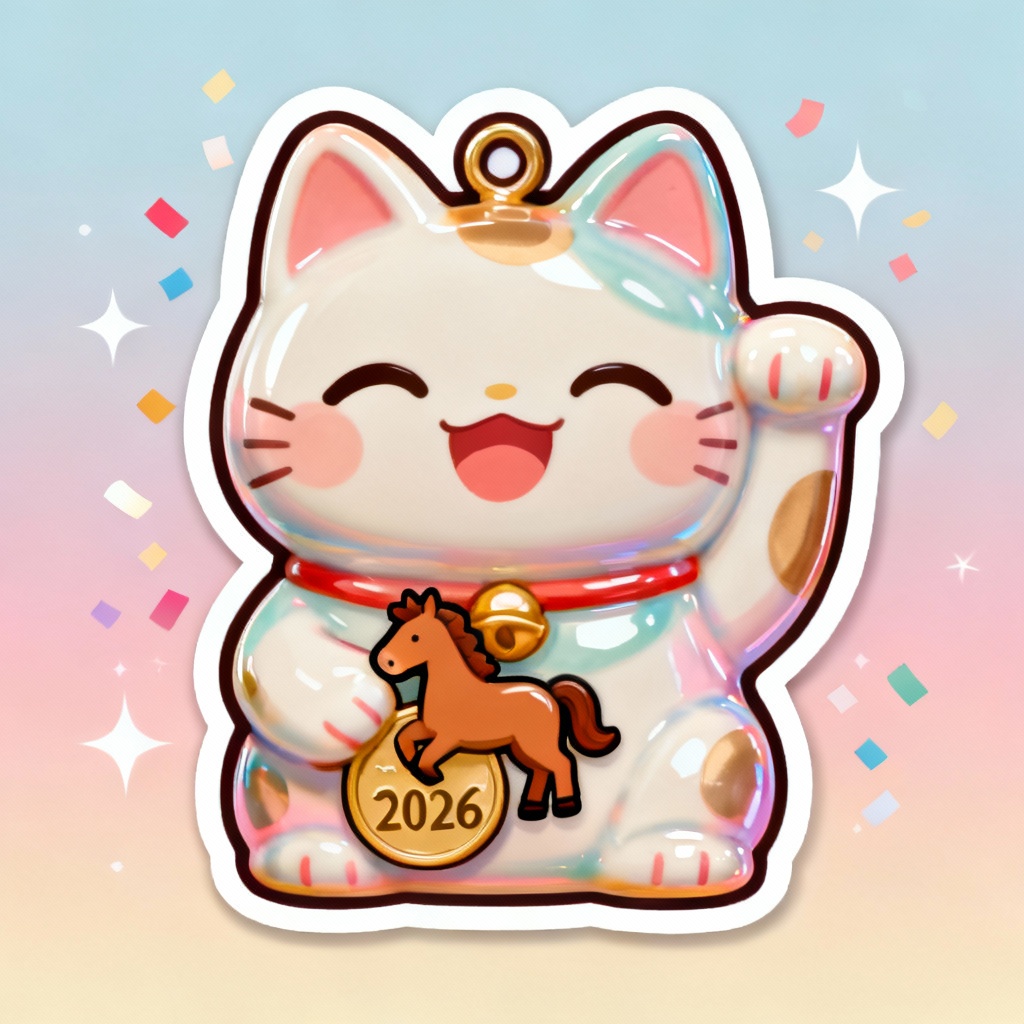 AI kawaii lucky kitty 2026 charm sticker
