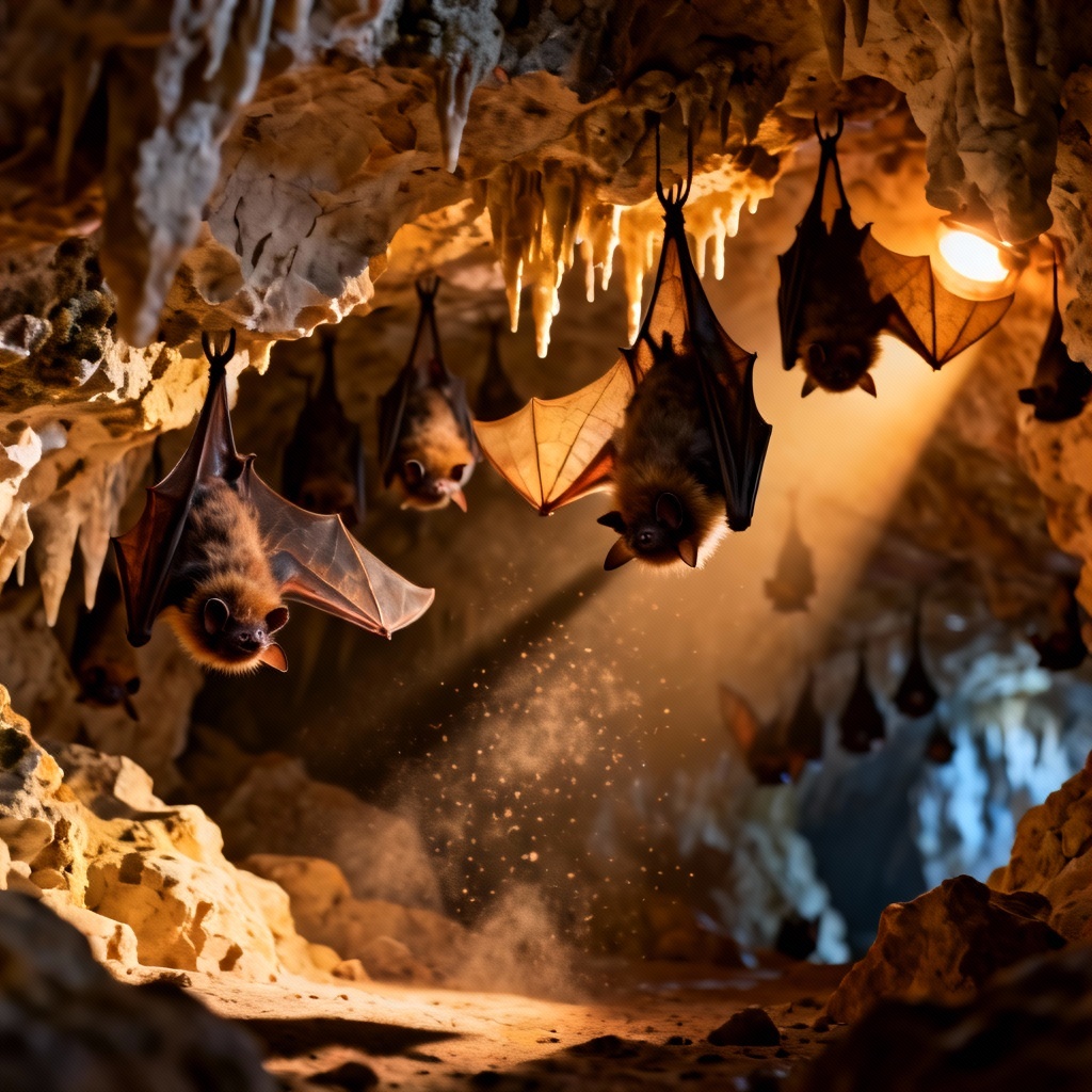 Photoreal bat colony in a cave