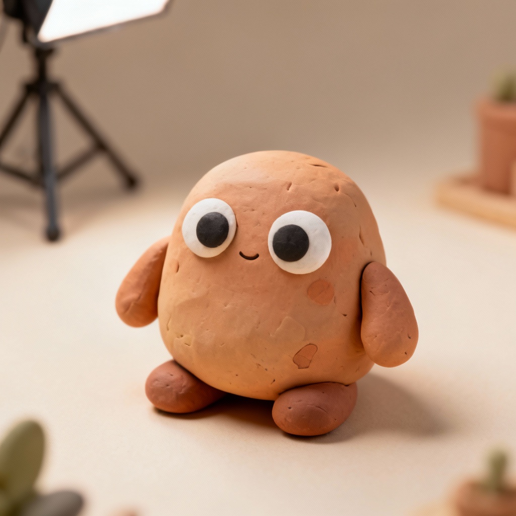 AI clay character in chunky style with matte surface