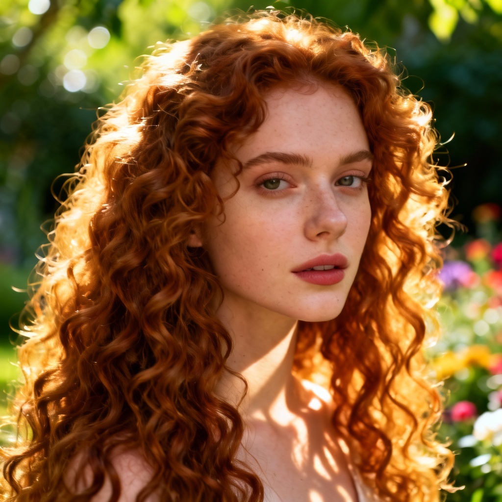 AI Long Curly Auburn Hair