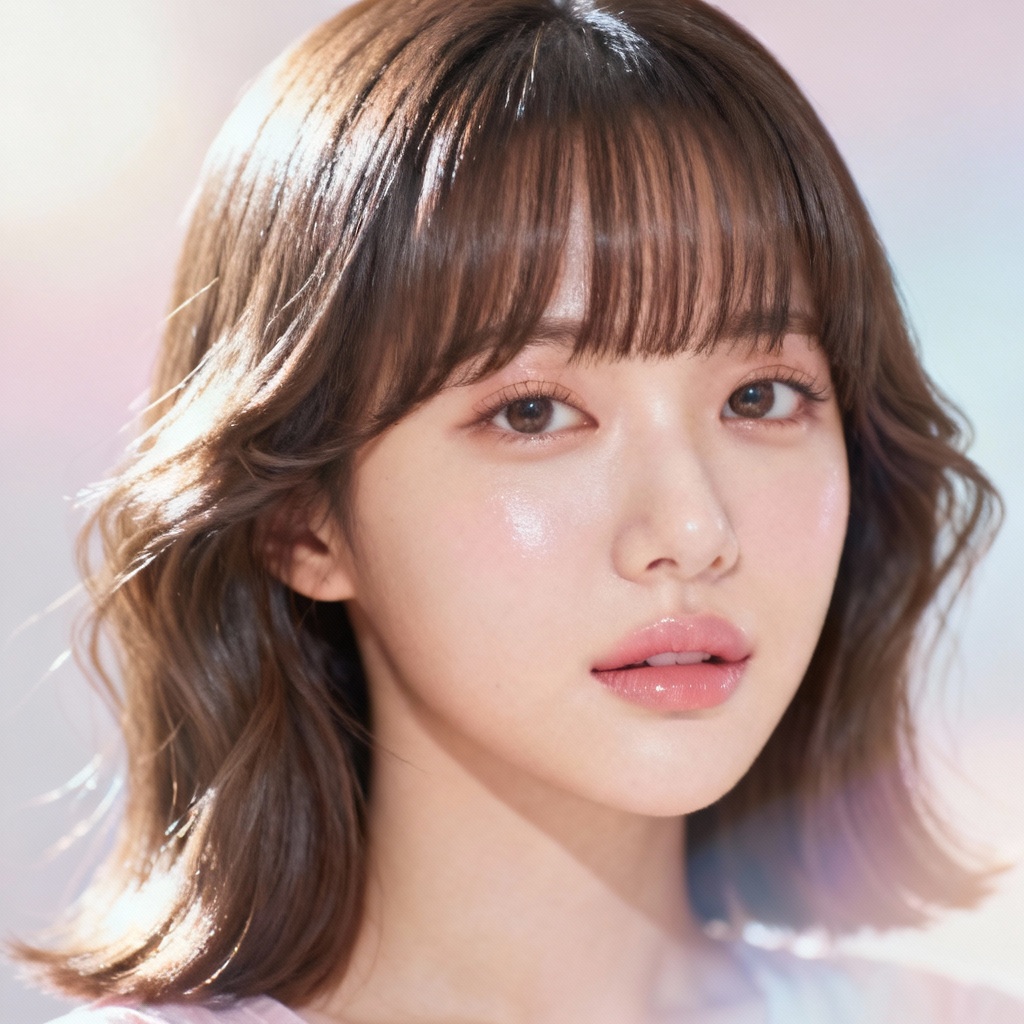 AI airy wavy lob inspired by K-beauty aesthetics