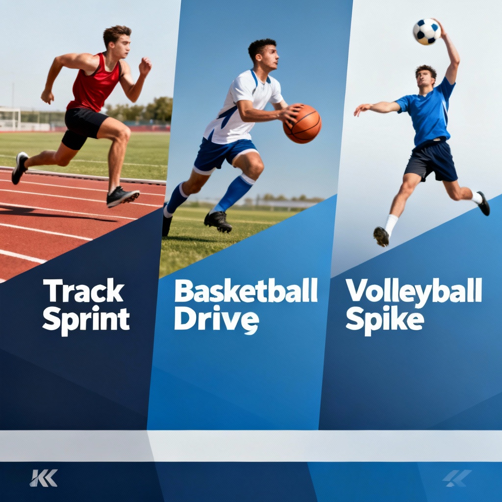 AI athletics event banner combining multiple sports scenes