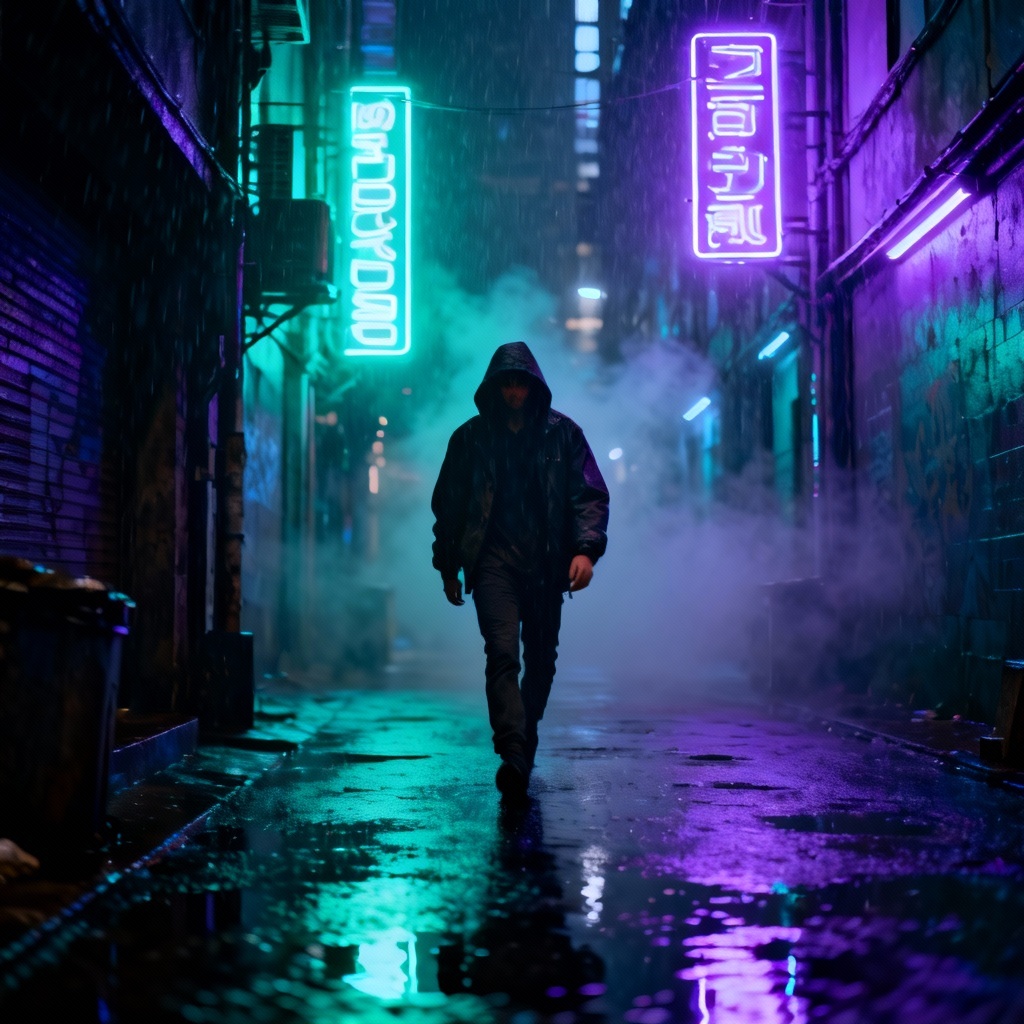 AI Cyberpunk Alley Cinematic Scene