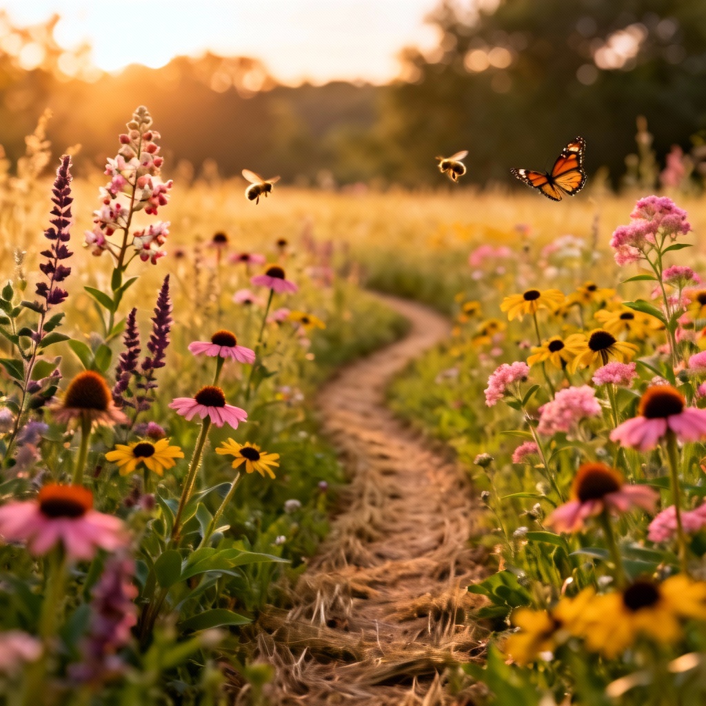 AI pollinator friendly wildflower garden
