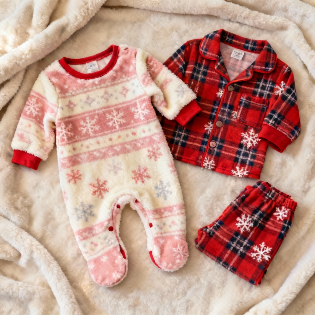 AI matching baby onesie and pet Christmas pajamas