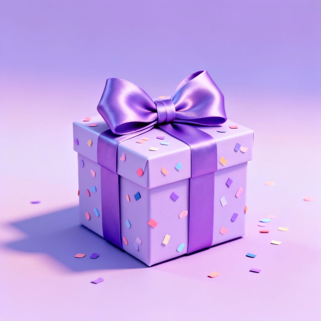 AI pastel birthday gift box with big satin bow