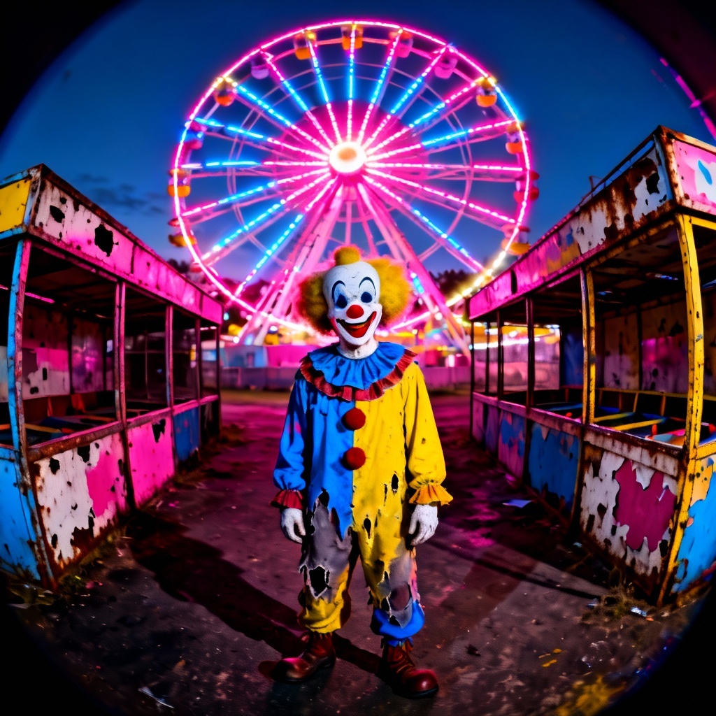 AI Killer Clown At Deserted Carnival