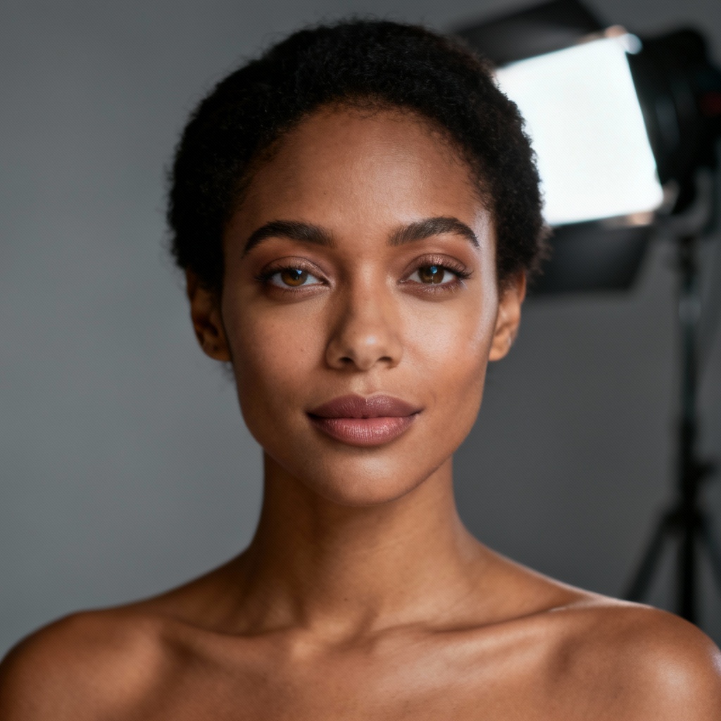 AI realistic woman studio portrait