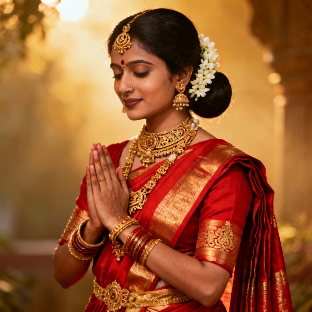 AI red Kanjivaram bridal saree