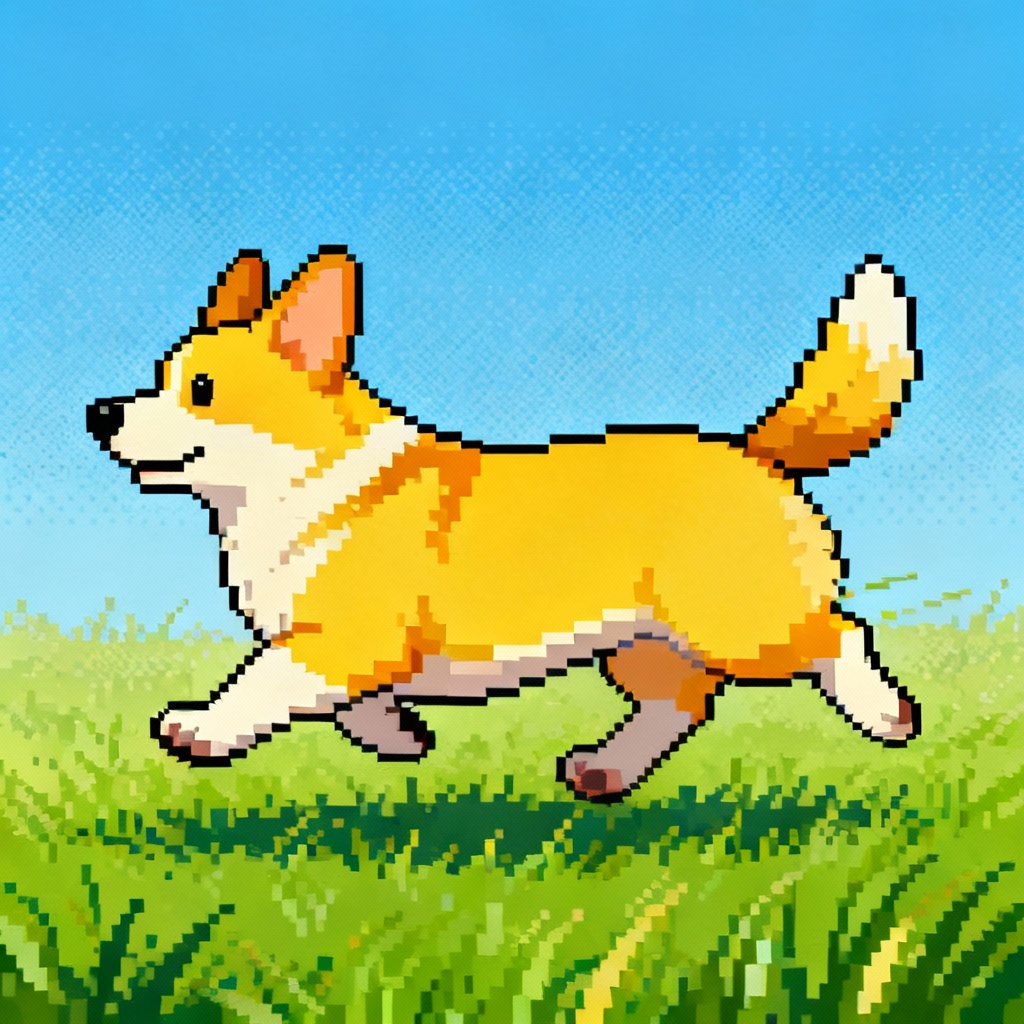 AI pixel art corgi sprite