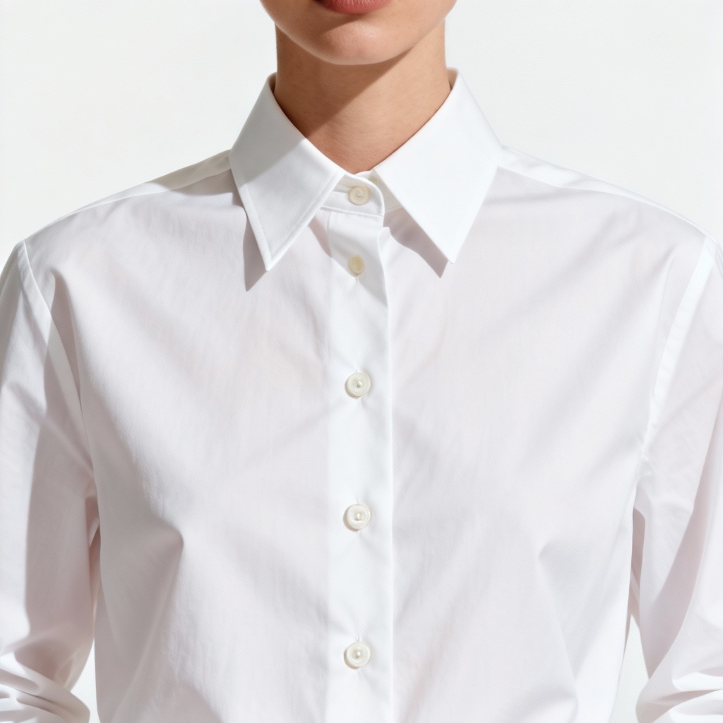 AI minimalist poplin button-up blouse