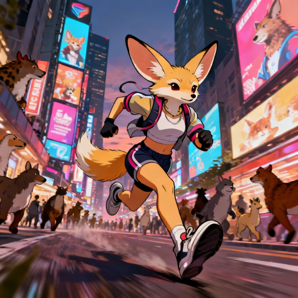 AI Zootopia 2 style fox sprinting through city