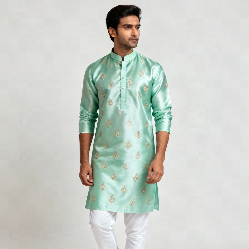 AI Festive Band Collar Kurta Set