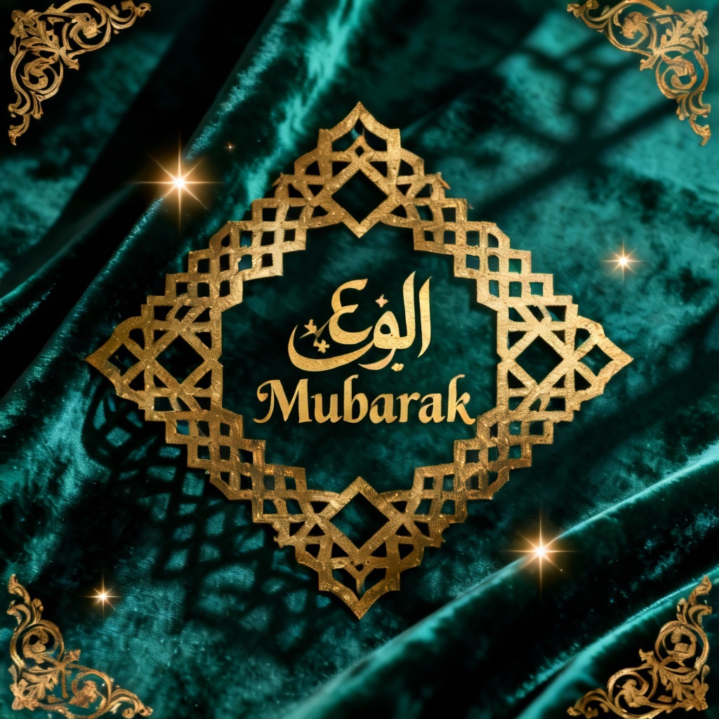 Emerald And Gold Islamic Geometric Eid Card
