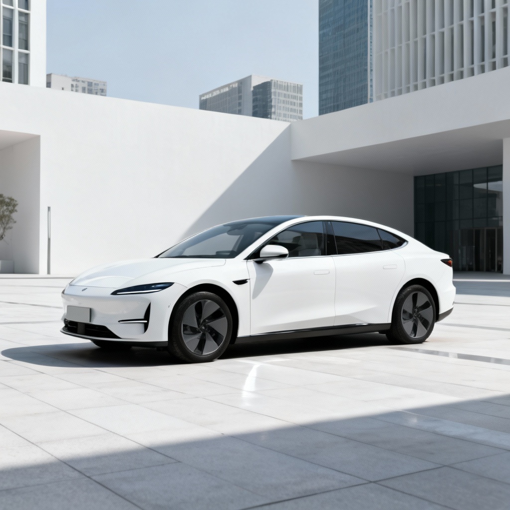 AI Minimalist Electric Car in City