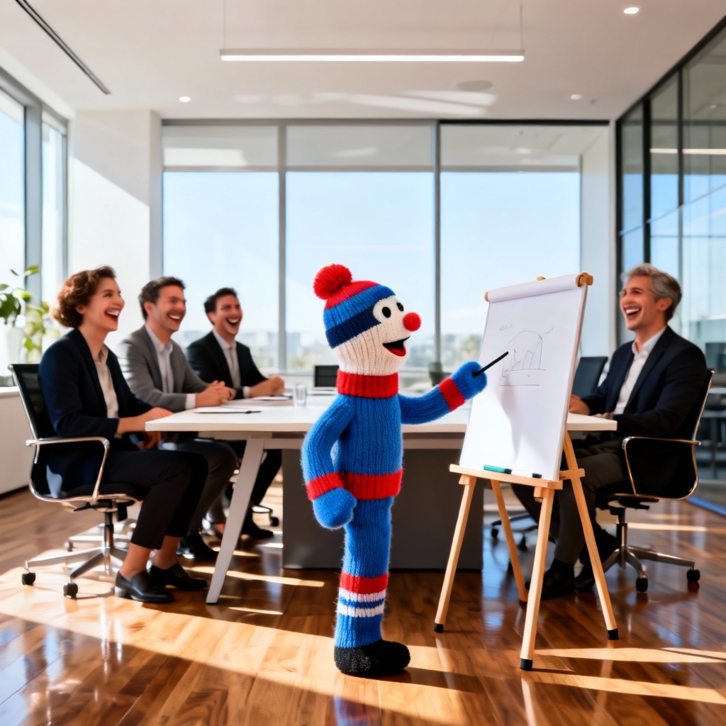 AI sock puppet prank in a boardroom