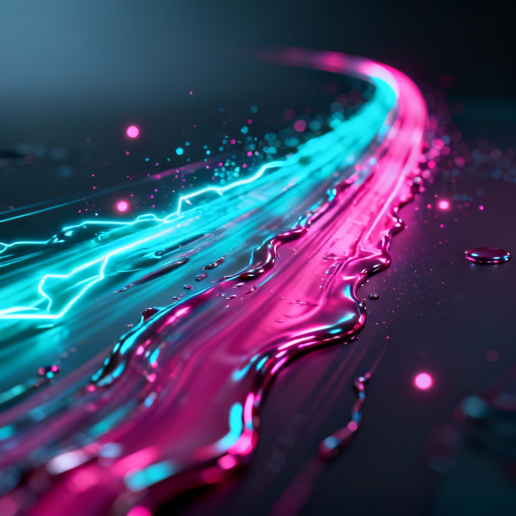 AI neon glowing brush stroke streak