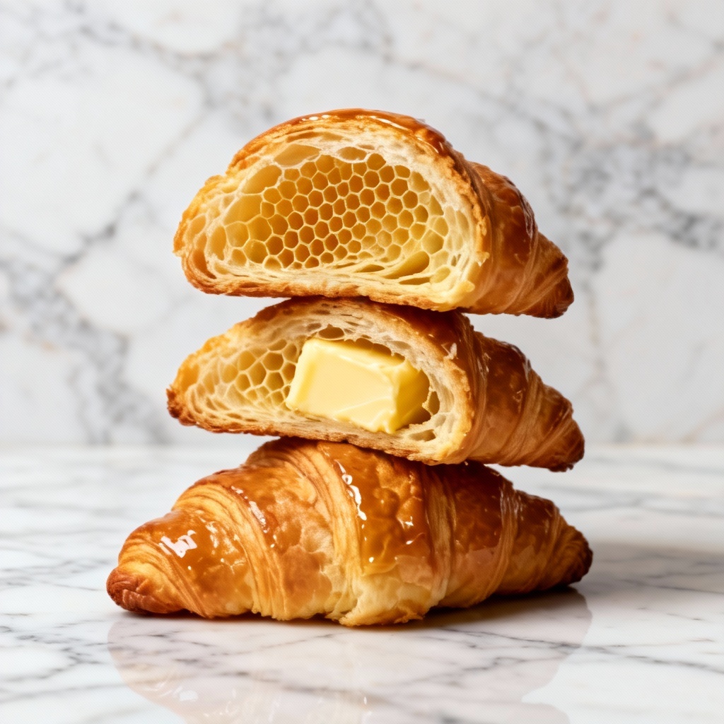 AI croissant stack showing honeycomb lamination