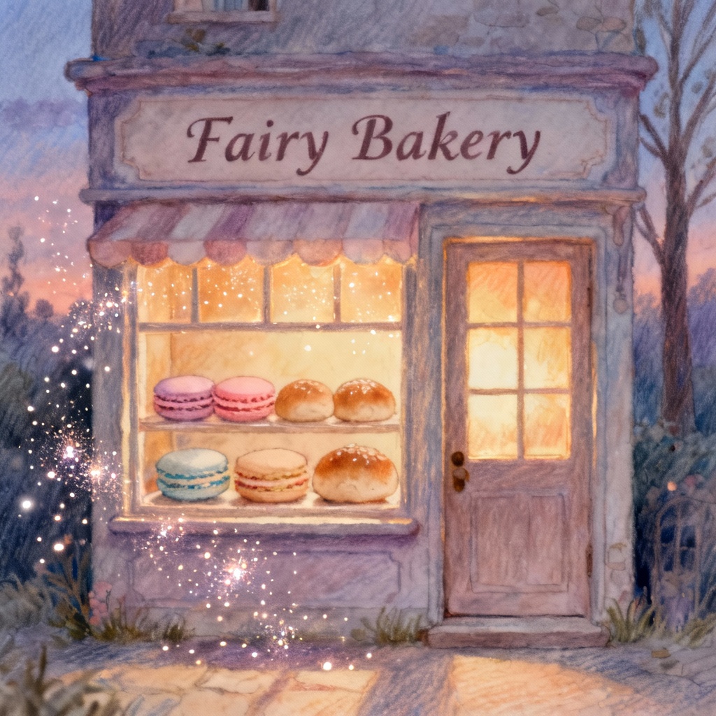 AI Whimsical Fairy Bakery Illustration