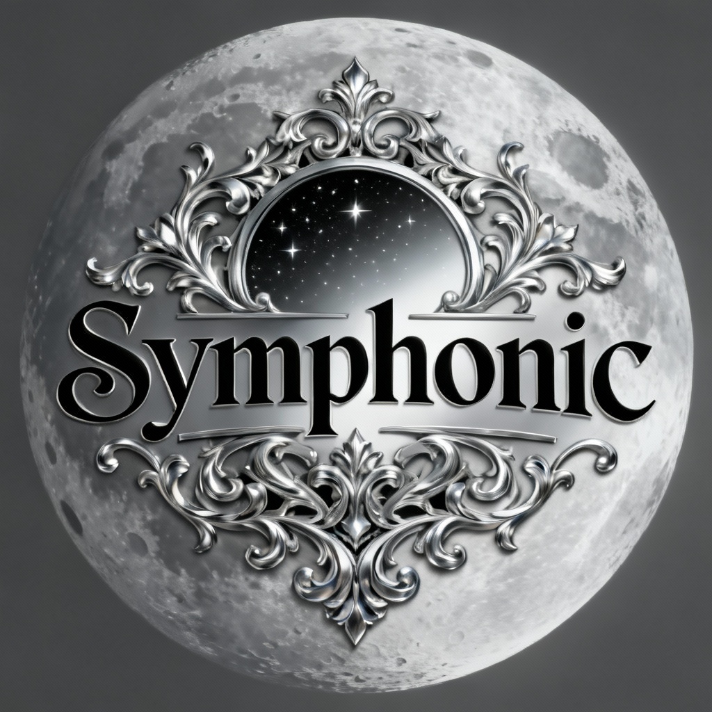 AI symphonic metal emblem with ornate filigree and blackletter