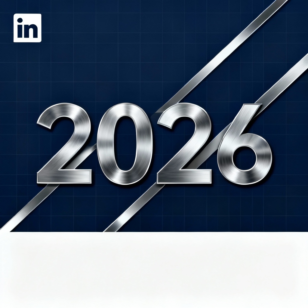 Corporate 2026 New Year banner with silver lines