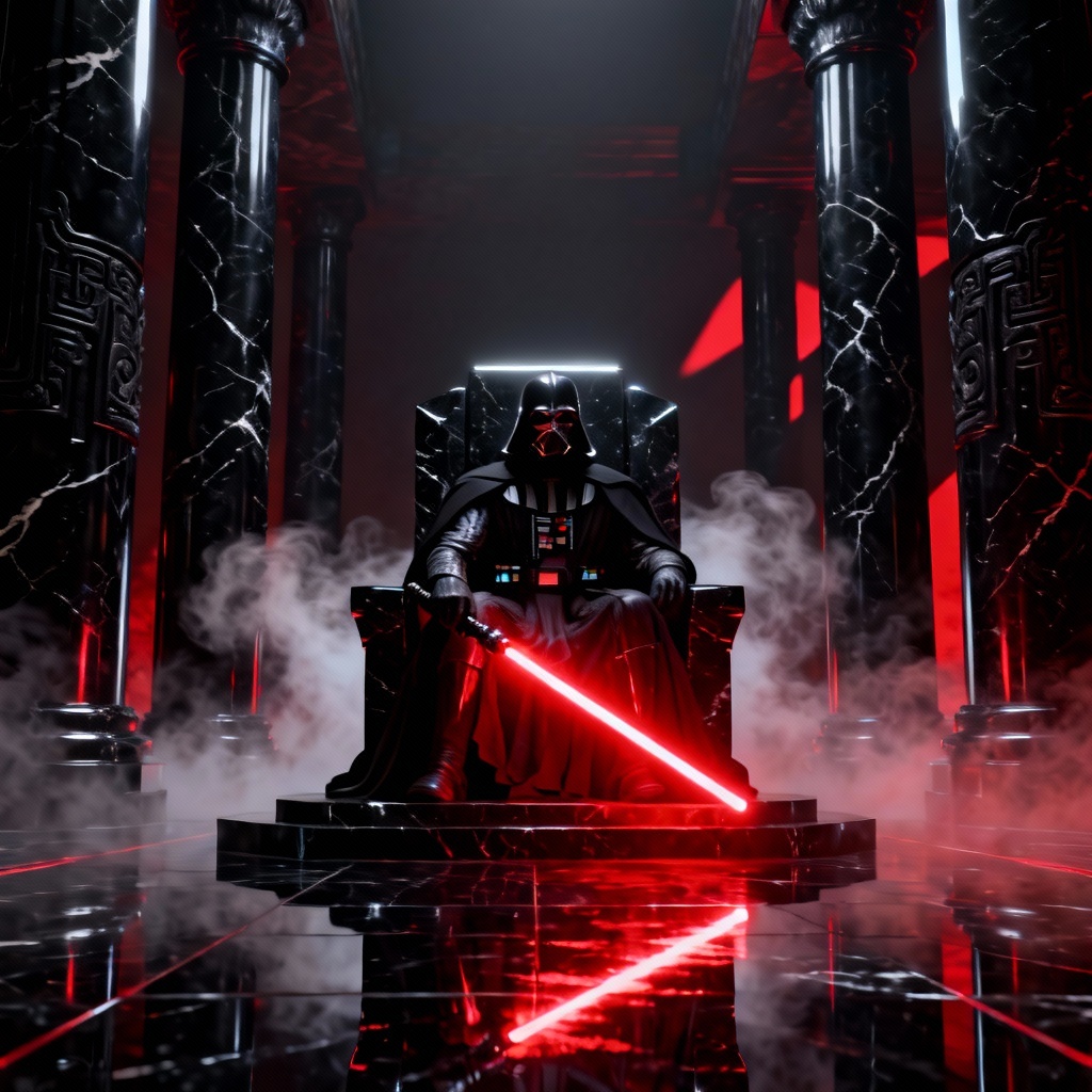 AI Star Wars Sith lord in red-lit throne room