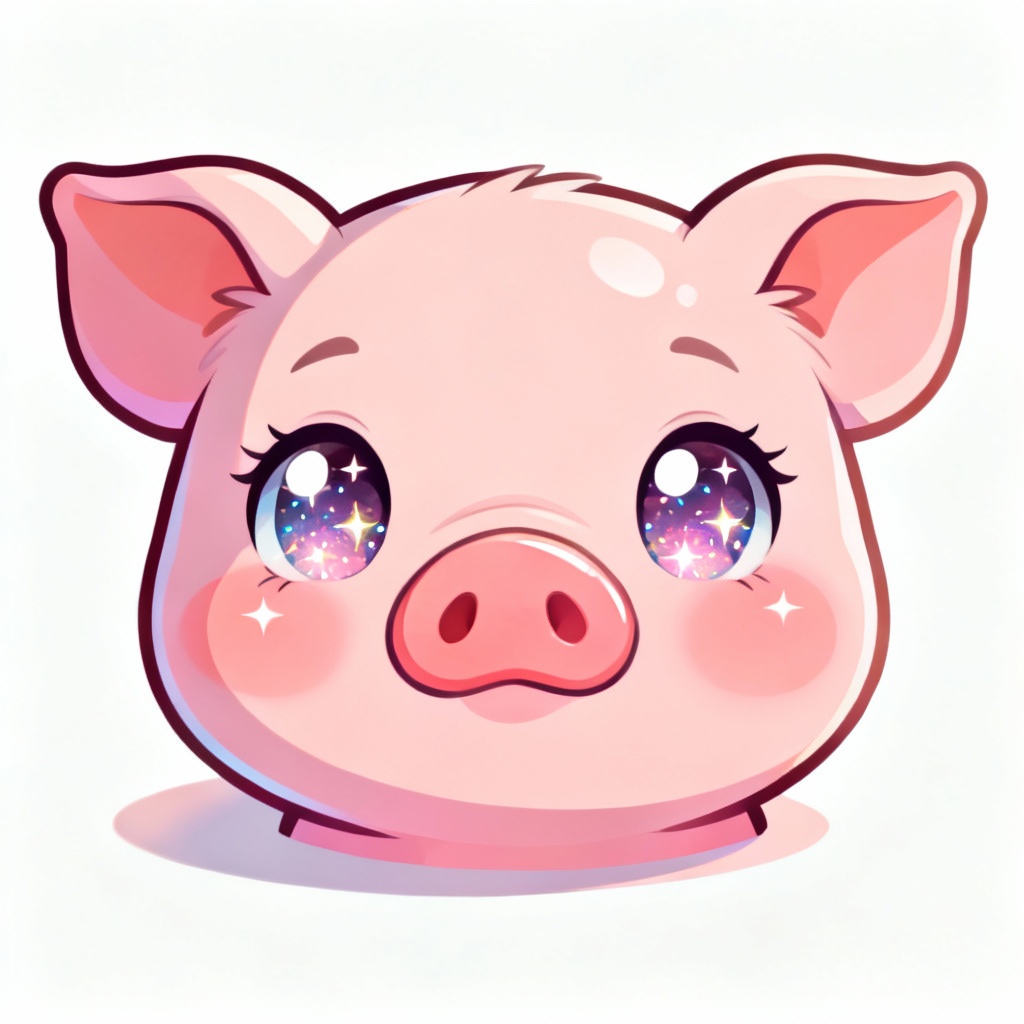 AI generated cute kawaii pig portrait on a clean background