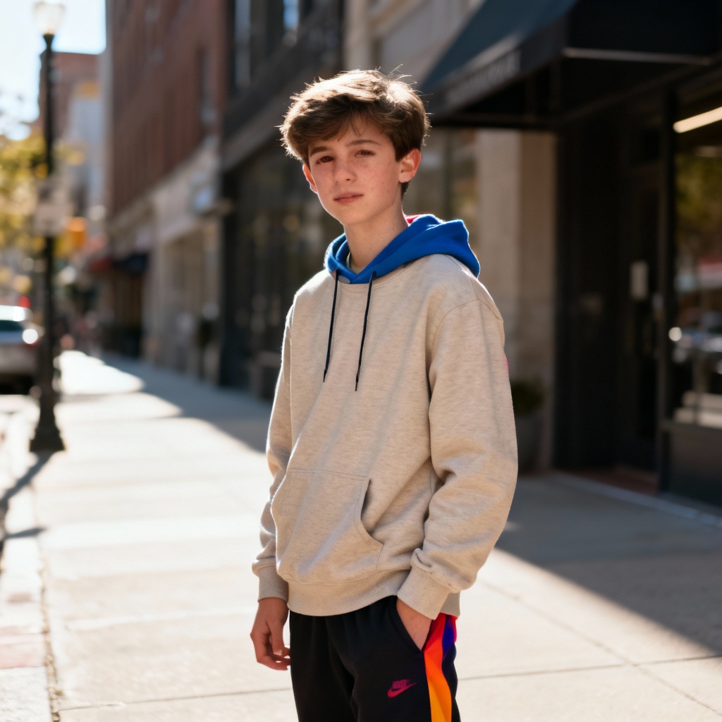 AI teen streetwear lookbook portrait